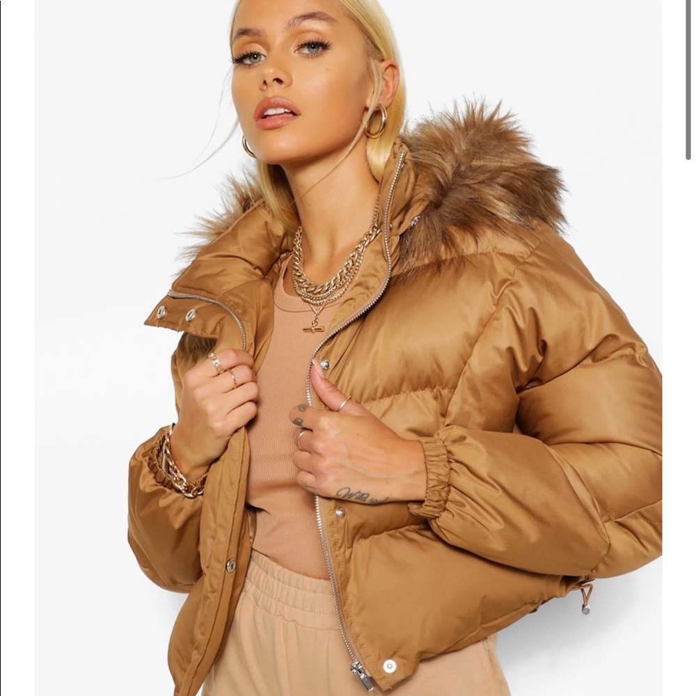BooHoo brown puffer jacket